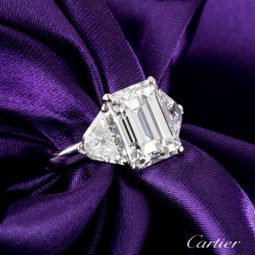 Cartier Emerald Cut Diamond Ring in Platinum 5.03ct F/VS2 B&P